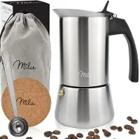 MILU Bouilloire à espresso, Cafetière moka, Argent