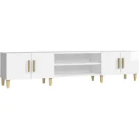 vidaXL Armoire TV blanc brillant 180x31,5x40 cm Bois composite