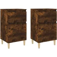 vidaXL Tables de chevet 2 pcs chêne fumé 40x35x70 cm