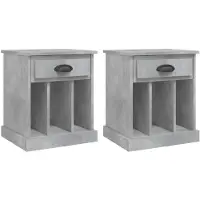 vidaXL Tables de chevet 2 pcs gris béton 43x36x50 cm