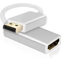Helos Adaptateur DisplayPort vers HDMI femelle (HDMI, 10 cm), Adaptateur données + vidéo, Blanc