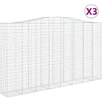vidaXL Gabions avec arc surélevé 3 pcs. 400x50x220/240cm Fer galvanisé