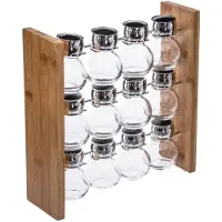 Secret De Gourmet Porte-épices Bambou 12 BOCAUX EN VERRE