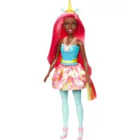 Barbie Dreamtopia Licorne - Cheveux rouges et corne jaune - Poupée de mode