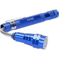 Virone Torche torche télescopique 17-57 cm, 3 LED, 4 x LR44, tête étoilée pliable, aimant, WL-9 (17 cm)