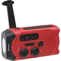 Denver Radio de secours Denver - Batterie externe à énergie solaire - Radio FM - Trousse de secours - Lampe de poche - À manivelle - Bouton SOS - Batterie externe solaire - SCR2000 - Rouge