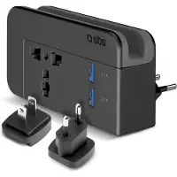 SBS Chargeur Voyage 2 x USB 2.1 A US / UK / UE Noir