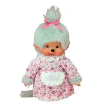 Monchhichi peluche grand-mère avec robe grise