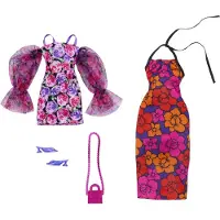 Barbie HJT35 Fashions Pack de 2 1 - Vêtements de poupée robe chemisier motif fleurs