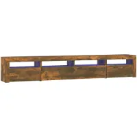 vidaXL Armoire TV avec lampes LED chêne fumé 240x35x40 cm