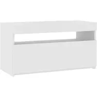 vidaXL Armoire TV avec lampes LED blanc brillant 75x35x40 cm