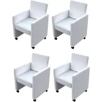 vidaXL Chaises de salle à manger 4 pcs. Blanc Similicuir