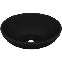 vidaXL avabo ovale noir mat 40x33 cm Céramique