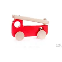 Bajo Camion de pompier en bois avec cloche d'alarme - Voiture jouet 15 cm