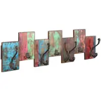 vidaXL Porte-manteau avec 7 crochets Bois massif de récupération