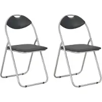 vidaXL Chaise de salle à manger pliante 2 pcs. noir similicuir