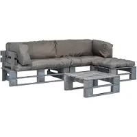 vidaXL Ensemble de salon d'extérieur 4 pièces palettes avec coussins en bois gris