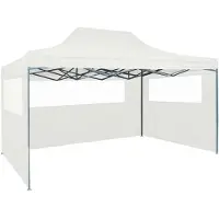 vidaXL Tente de réception pliable avec 3 parties latérales 291x413x315 cm Blanc