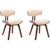 vidaXL Chaise de salle à manger 2 pcs. Crème bois courbé et similicuir