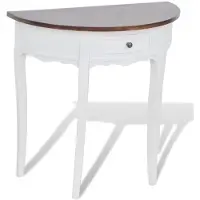 vidaXL Table console avec tiroir et dessus de table marron Demi-ronde