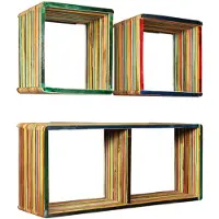 vidaXL Jeu d'étagère murale 3 pcs Teck massif recyclé Multicolore