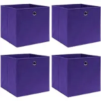 vidaXL Boîtes de rangement 4 pcs Tissu intissé 28x28x28 cm Violet