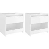 vidaXL Tables de chevet 2pcs Blanc brillant 40x30x39cm Bois ingénierie