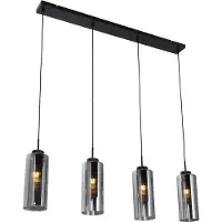 QAZQA Suspension Art Déco noire avec verre fumé 4 lumières - Laura
