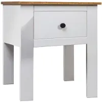vidaXL Table de chevet Blanc 46x40x57 cm Pin Gamme Panama