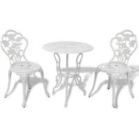 vidaXL Ensemble Bistro 3 pièces fonte d'aluminium blanc