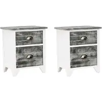 vidaXL Table de chevet 2 pcs avec 2 tiroirs Gris et blanc
