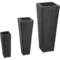 vidaXL Lits surélevés de jardin 3 pcs Résine tressée Noir