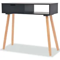 vidaXL Table console Bois de pin massif 80 x 30 x 72 cm Noir