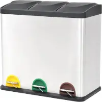 vidaXL Poubelle à pédale recyclée en acier inoxydable 54 L