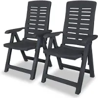 vidaXL Chaises de jardin réglables 2 pcs. Plastique Anthracite