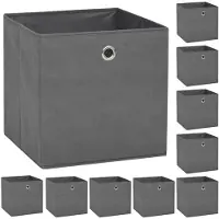 vidaXL Boîte de rangement 10 pcs Tissu non-tissé 32x32x32 cm Gris