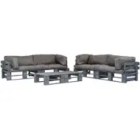 vidaXL Ensemble de salon d'extérieur 6 pièces palettes avec coussins en bois gris