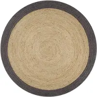 vidaXL Tapis Jute fait main avec bordure gris foncé 90 cm