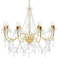 vidaXL Lustre avec perles Doré 8 ampoules E14