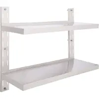 vidaXL Étagère murale à 2 niveaux Acier inoxydable 100x30 cm