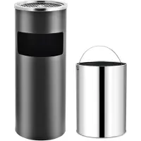 vidaXL Aschenbecher Trash Hotel 30 l Stahlgrau