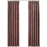 vidaXL Rideau occultant et crochet 2pcs Velours Rose antique 140x245cm