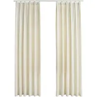 vidaXL Rideaux occultants avec crochets 2 pcs Velours Crème 140x225 cm
