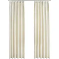 vidaXL Rideaux occultants avec crochets 2 pcs Velours Crème 140x175 cm