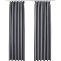 vidaXL Rideaux occultants avec crochets 2 pcs Gris 140x225 cm