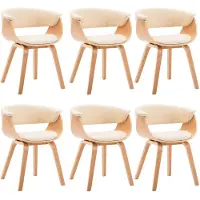 vidaXL Chaises de salle à manger 6 pcs. Crème bois courbé et similicuir
