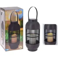 Progarden Lanterne solaire avec bougie LED en rotin noir