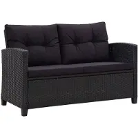 vidaXL Canapé de jardin 2 places avec coussins Noir 124 cm Poly rotin