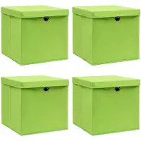 vidaXL Boîtes de rangement avec couvercles 4 pcs. Vert 32x32x32 cm Tissu