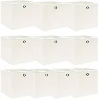 vidaXL Boîtes de rangement 10 pcs. Blanc 32x32x32 cm Tissu